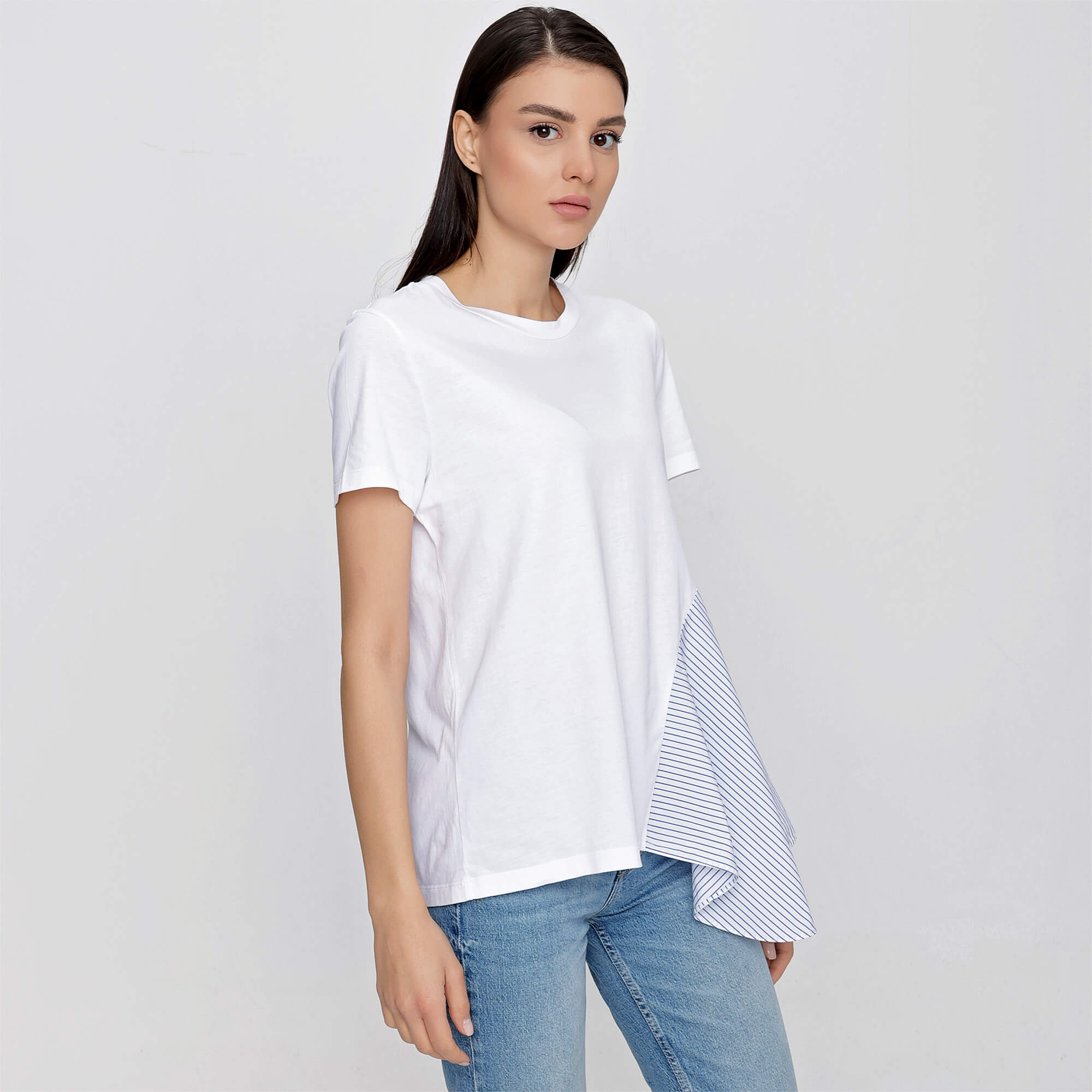 Stella Mccartney - White Cotton Striped Poplin Tshirt